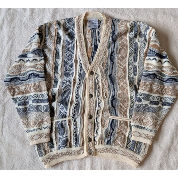 Purley Australian Vintage Wool 3D Textured Knit Cardigan Coogi Style XS - Picture 2 of 8